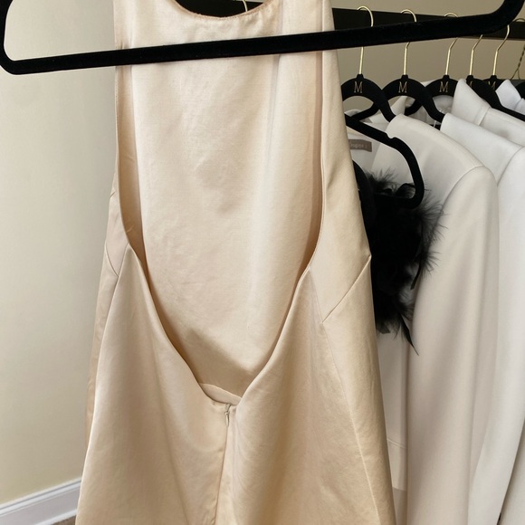 Zara Dresses & Skirts - Zara satin ivory dress with open back, size XS.